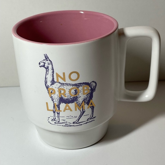 Ceramic Llama Coffee Mug NO PROB LLAMA By Designworks Ink Embossed Metallic Gold - Picture 1 of 8